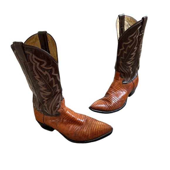 Justin USA Style 9390 Lizard Skin Exotic Leather Western Cowboy Work Boots 8.5D